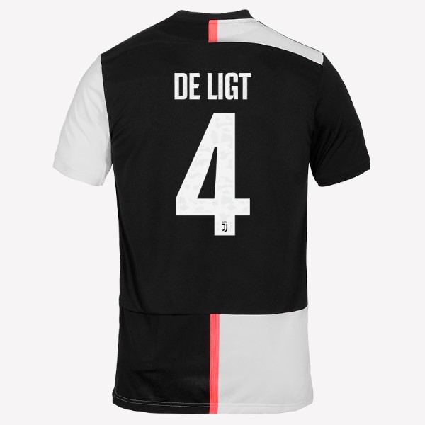 Camiseta Juventus NO.4 De Ligt Replica Primera Ropa 2019/20 Blanco Negro